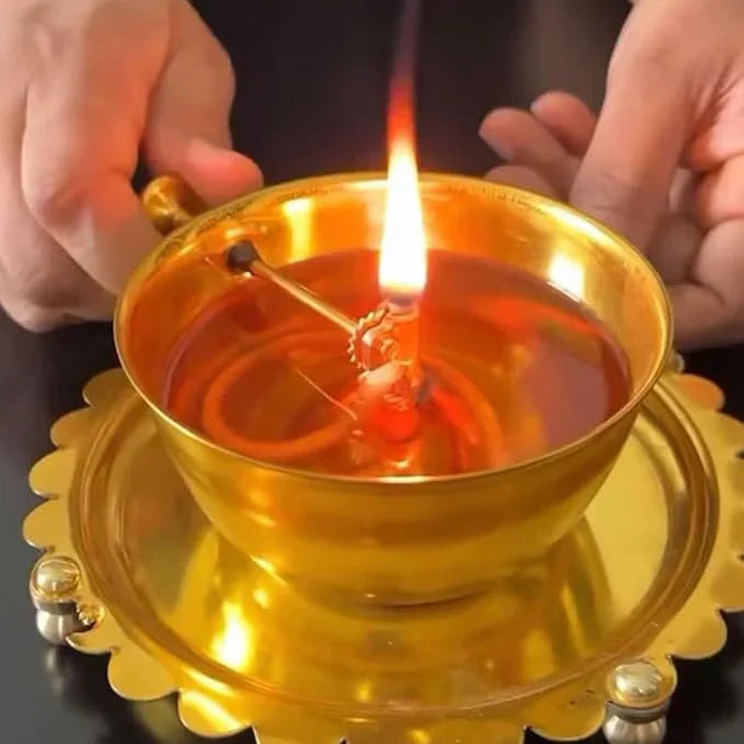 Shree Akhand Jyot Diya & Cover - Brass (पीतल)