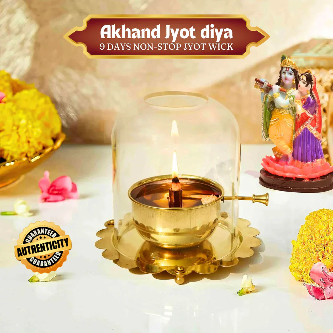 Shree Akhand Jyot Diya & Cover - Brass (पीतल)